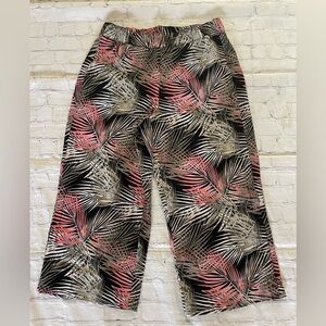 White House Black Market Tropical Print Wide Leg Pants